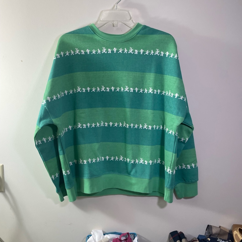 Disney Green Striped Crewneck Sweater